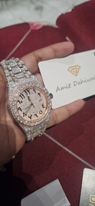 Reloj Hip Hop Bling para hombre de lujo para Ice Out, cronógrafo de diamantes de plata helada con diamantes simulados completos, movimiento de cuarzo Ronda - Product Image 3