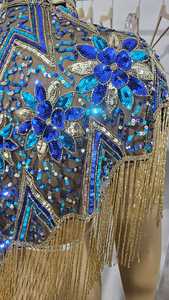 Belle Cape Burlesque élégante avec paillettes de brins perlés Silhouette droite attache le cou Festive Club Occasions Vêtements - Product Image 5