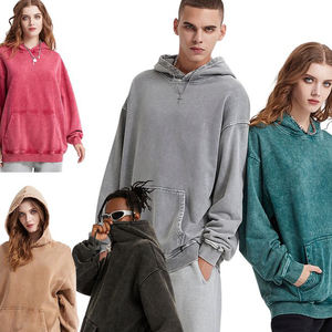 Sudaderas con capucha cortas para hombre Sudadera con capucha de gran tamaño Lavado ácido Jersey Vintage Algodón Peso pesado Sudadera con capucha de lana Hombres Streetwear - Product Image 6