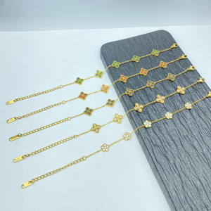 Доктор. Браслет-цепочка с подвеской в виде четырехлистного клевера, позолоченный 18-каратным золотом, инкрустированный микро-паве из кубического циркония (CZ), модное женское украшение. - Product Image 3