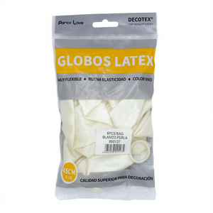 Decotex Latex <b>Balloons</b> 45Cm <b>White</b> Perla 6Pcs Bag Party Decoration - Product Image 2