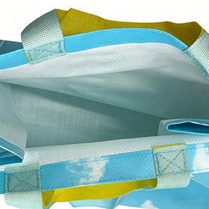 Cloud Print PP Non-Woven Shopping <b>Bag</b> <b>Medium</b> Size Hand Length Handle Daily Use Vietnam Made Blue Yellow Handles - Product Image 5