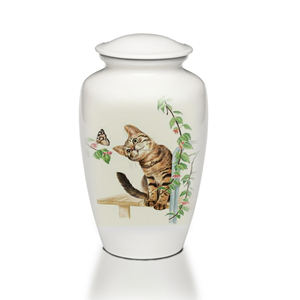 Urne funéraire pour animaux de compagnie, prix d'usine, urne pour animaux de compagnie blanche brillante, classique, 7 pouces, urne funéraire pour chat, haute qualité - Product Image 5