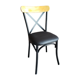 เก้าอี้ร้านอาหารร่วมสมัย GCF001 เบาะหนังสีดำ โครงเหล็ก - Product Image 1