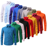 Camisas de Vestir de Negocios para Hombre de Alta Calidad, Manga Larga, Botones, Formales, Poliéster/Algodón, Transpirables, Venta al Por Mayor