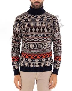 Logotipo personalizado OEM y ODM Hombres Suéter de punto de invierno de cuello alto de punto Nuevo diseño Impreso Suéteres de punto personalizados Transpirable - Product Image 1
