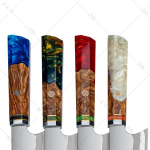 Cuchillo Kiritsuke de 8 pulgadas, cuchillo de cocina de Damasco, 67 capas de acero de Damasco con mango de resina y madera, azul - Product Image 5