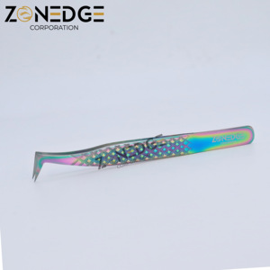 Pinzas de pestañas doradas con agarre de diamante de alta calidad, Etiqueta Privada, accesorios con logotipo personalizado, herramienta, pinzas de pestañas con etiqueta privada a granel - Product Image 6