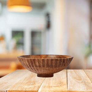 Tazón de madera de acacia tallado a mano al por mayor, perfecto para servir ensalada, fruta, tazón tradicional de madera maciza para servir, a granel desde Vietnam - Product Image 2