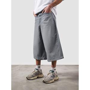 Jorts de Cintura Alta, Transpirables, de Mezclilla con Bordado y Decoración de Botones, Estilo Hip Hop Vintage, Jeans Rectos Tejidos para Verano - Product Image 2