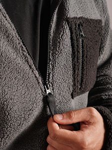 Venta caliente de los hombres de invierno Sherpa prendas de vestir exteriores de alta calidad de lana Polar chaqueta bordada Logo cálido espesar cierre de cremallera - Product Image 3