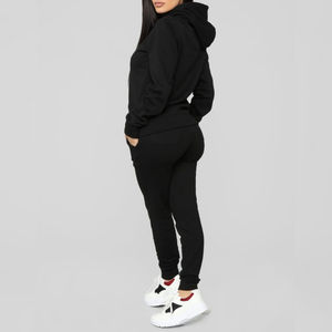 Ensemble de survêtement pour femme, coupe classique, uni, écologique, sweat-shirt en molleton, pantalon, respirant, décontracté, hiver - Product Image 5