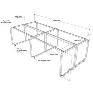 Structure en acier au design minimaliste pour 4 personnes 240x120cm HCMN007 Système minimaliste - Product Image 2