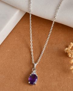 Pendentif en argent sterling améthyste violet audacieux avec design élégant classique pour femmes et bijoux de mariage de fiançailles unisexes - Product Image 1