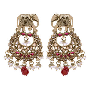 Juego de pendientes colgantes AD reversos, pendientes de diseñador para mujer, Pendientes chapados en Mehandi, pendientes de moda, pendientes indios tradicionales. - Product Image 2