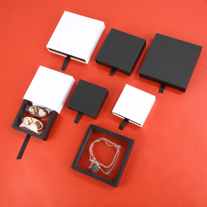 Boîte de présentation de bijoux de luxe personnalisée avec logo, en film PE flottant, vente en gros, boîte d'emballage de bijoux en film PE noir et blanc avec tiroir, en vrac - Product Image 6
