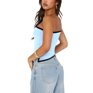 Top Corto de Punto Vintage para Mujer, con Decoraciones de Logotipo Personalizado, Transpirable y Ecológico, Gran Venta - Product Image 2