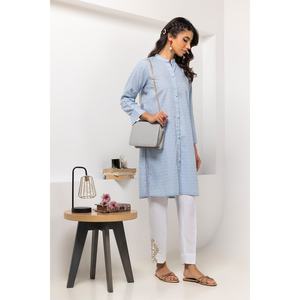 Camisa de Seda Azul Cielo con Adornos para Mujer, Cuello con Volantes Teñido Dobby, Estilo Occidental, Talla XL, para Oficina, Fiesta, Primavera y Otoño - Product Image 5