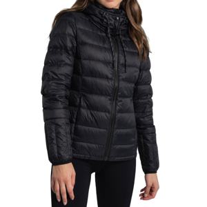 Elegante chaqueta de invierno para mujer, acolchada negra ligera con forro de nailon repelente al agua, capucha de algodón con relleno de poliéster - Product Image 1