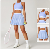 Ensemble 2 pièces de robes de sport durables et douces pour femmes, grandes tailles, avec shorts, poches, soutien-gorge sans manches et jupes-culottes de golf