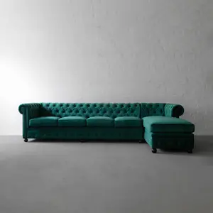 Chesterfield – ensemble de canapés en bois de teck, couleur forêt verte solide, meubles de salon
