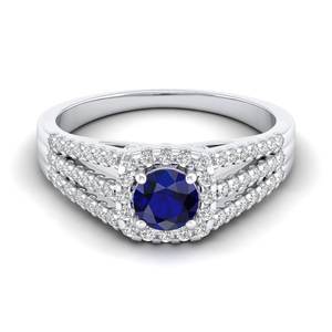 Bague de fiançailles REYES en argent sterling 925 avec moissanite et saphir bleu, prix de gros, bijoux de luxe très demandés - Product Image 1