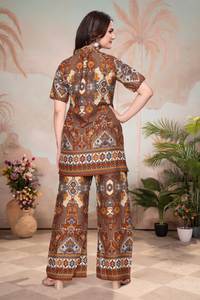 Ensemble Kurta Palazzo de fête à imprimé floral multicolore tendance, Kurti court à manches trois quarts, protection solaire, séchage rapide, tout - Product Image 3