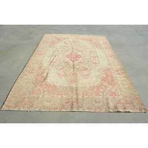Turkish Vintage Rug, 6,46x9,<b>9</b> ft Rug, Red Large Plants & trees Rug - Product Image 1