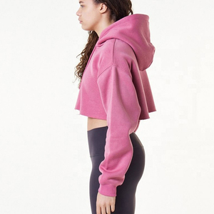 Sweat-shirts à capuche personnalisés pour femmes, 100% coton, crop top pour la saison hivernale avec logo frontal, vente en gros de sweats à capuche pour femmes - Product Image 4