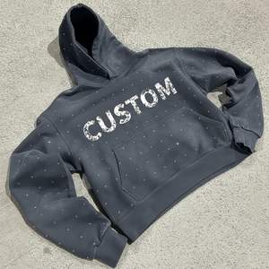 Manufacturer Custom Rhinestone Hoodies <b>Grey</b> Streetwear Men Pullover Cotton Heavyweight Hooded <b>Sweatshirt</b> Low MOQ Fast Shipping - Product Image 1