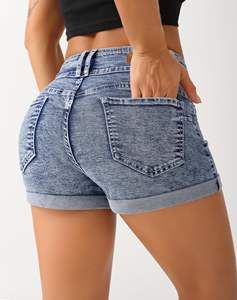 กางเกงยีนส์ขาสั้นผู้หญิงแฟชั่นทรงสลิมเอวสูงสไตล์ลำลองสำหรับฤดูร้อน - Product Image 2