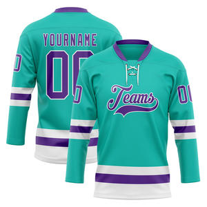 Conjunto personalizado de Jersey de hockey sobre hielo para adultos diseño reversible estampado de nombre de equipo tejido de poliéster duradero transpirable de secado rápido - Product Image 5