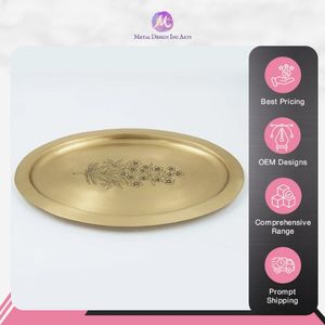 ถาดเสิร์ฟทองเหลืองสีทองคุณภาพสูงทรงรีทันสมัยสำหรับจัดแสดงขนมขบเคี้ยวและตกแต่งมรดก - Product Image 4