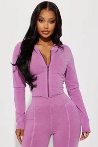 Compro al por mayor de dos piezas de alta calidad premium lavado Slim fit personalizado impreso traje de sudor Conjunto para las mujeres - Product Image 5