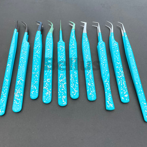 แหนบสำหรับต่อขนตาแบบมืออาชีพด้ามจับกันลื่นกันไฟฟ้าสถิตมีสีตามสั่งเครื่องมือปรับระดับปริมาณเส้นใยสแตนเลสใช้งานได้ยาวนาน - Product Image 3