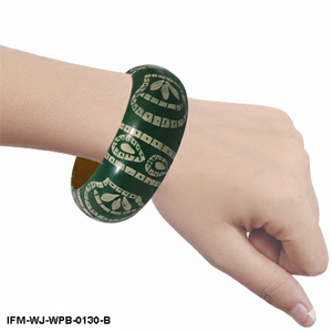 Green Hand-Painted Wood Bangle, Ethnic Indian <b>Inspired</b> Wooden <b>Bracelet</b>, Boho Jewelry Gift for Her - Product Image 4