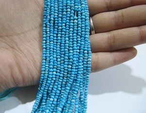 Perles de turquoise naturelle facettées rondes de 4 mm, brin de 13 pouces de long, haute qualité, EMINENT JEWEL - Product Image 2