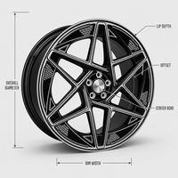 Jantes en alliage d'aluminium forgées monobloc à cinq branches, revêtement poudré, pour berlines et coupes sport haut de gamme, ajustement personnalisé