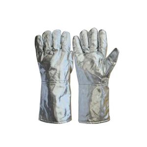 Guantes de lucha contra incendios de cuero partido De Vaca aluminizado de alta temperatura Seguridad industrial Soldadores DE TRABAJO resistentes al calor Guantes largos - Product Image 5