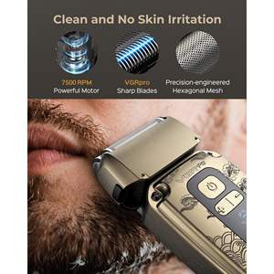 Tondeuse à Cheveux et Barbe Électrique Étanche pour Hommes, Rasoir à Lames, Sans Fil, 4 Vitesses, Alimentée par Batterie - Product Image 4