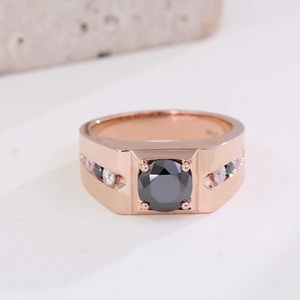 Luxury <b>18K</b> Solid <b>Gold</b> <b>Mens</b> Moissanite <b>Ring</b> Fine Jewelry Round Cut VVS Black Moissanite <b>Ring</b> for Gift - Product Image 1