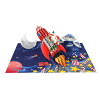 Joyeux Noël, cartes de vœux 3D pop-up, enveloppes, papier origami fait main, impression numérique 6 couleurs, design personnalisé, vaisseau spatial