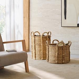 Panier rond en jacinthe d'eau avec 4 poignées, panier de rangement fait à la main, vente en gros, écologique, fabriqué au Vietnam - Product Image 5