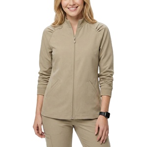 เสื้อแจ็คเก็ตสครับแบบซิปเต็มตัวพร้อมโลโก้สั่งทำจำนวนมาก ชุดยูนิฟอร์มแพทย์สำหรับผู้หญิง แขนยาว ราคาขายส่ง เสื้อแจ็คเก็ตสครับสำหรับทำงานในสปาทันสมัย - Product Image 1