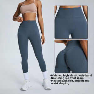 Gran oferta, mallas deportivas de Yoga de cintura alta cómodas para mujer, lo último en Spandex sólido, Material de nailon, entrenamiento, logotipo personalizable, colores - Product Image 2