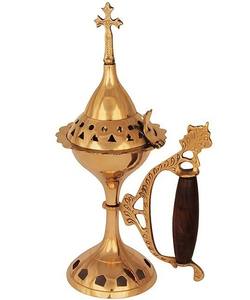 Collection d'été Brûleur d'encens lobandal en laiton Manche en bois Encensoir religieux pour l'église Autel Prière Maison Temple Utilisation spirituelle - Product Image 3