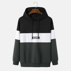 Hombres Negro Blanco Gris Sudadera con capucha Casual Color Block Pullover Manga larga Cómodo Suave Invierno Cálido Elegante Traje de moda moderno - Product Image 1