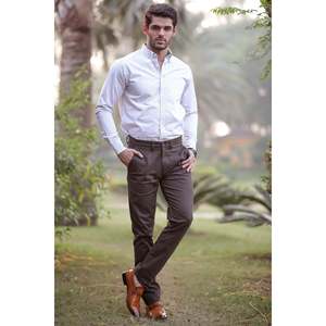 SCATE 100% Cotton Chino Pant All Seasons Customizable Logo Anti-Wrinkle <b>Khaki</b> Side Pockets Lightweight Straight <b>Men's</b> Trousers - Product Image 4