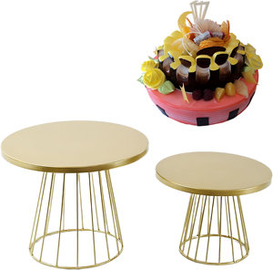 Support à gâteau en métal de meilleure qualité avec base géométrique support à gâteau de couleur dorée décor de mariage et d'anniversaire - Product Image 3