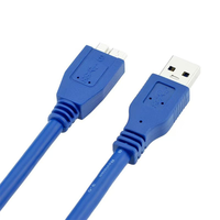 Kabel Pengisian Daya USB 3.0 Micro-B 5A Kecepatan Tinggi Berlapis PVC Foil Tembaga Murni 40cm untuk Hard Drive Eksternal Komputer Warna Hitam